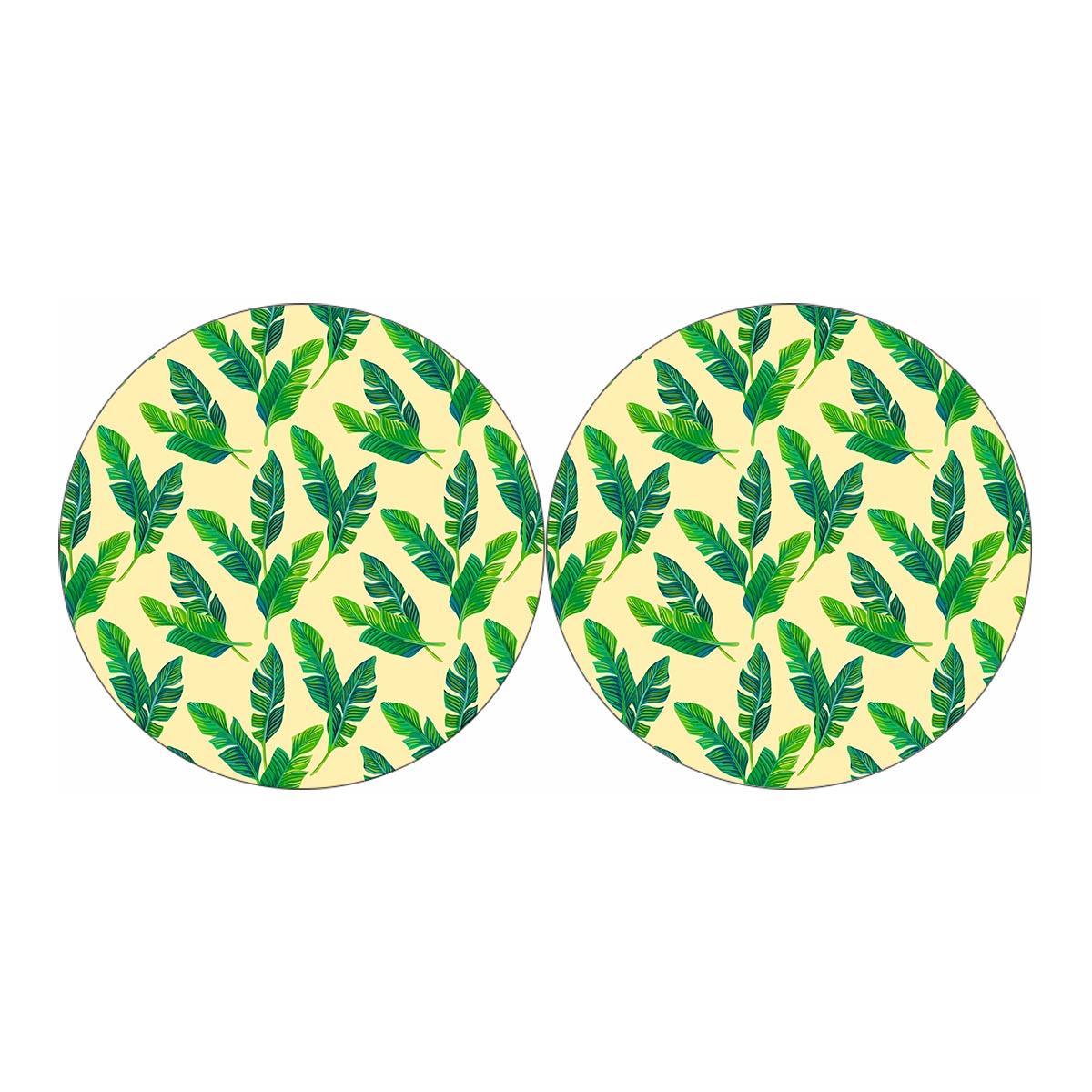 Tropical Banana Palm Leaf Pattern Print Car Coasters