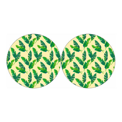 Tropical Banana Palm Leaf Pattern Print Car Coasters