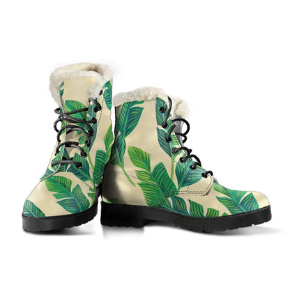 Tropical Banana Palm Leaf Pattern Print Comfy Boots GearFrost