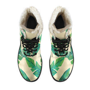 Tropical Banana Palm Leaf Pattern Print Comfy Boots GearFrost