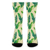 Tropical Banana Palm Leaf Pattern Print Crew Socks