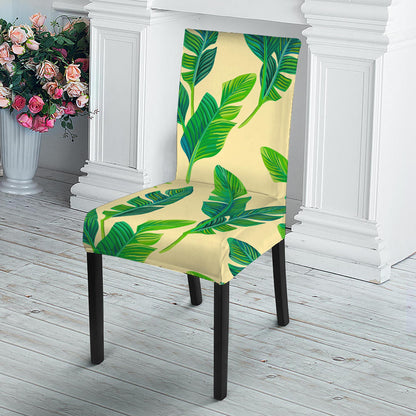 Tropical Banana Palm Leaf Pattern Print Dining Chair Slipcover