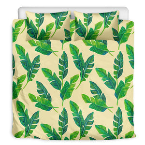 Tropical Banana Palm Leaf Pattern Print Duvet Cover Bedding Set