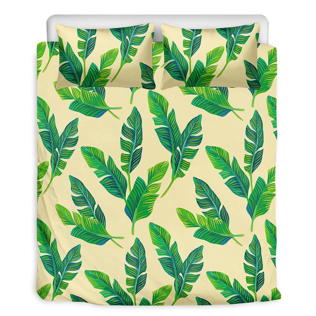 Tropical Banana Palm Leaf Pattern Print Duvet Cover Bedding Set