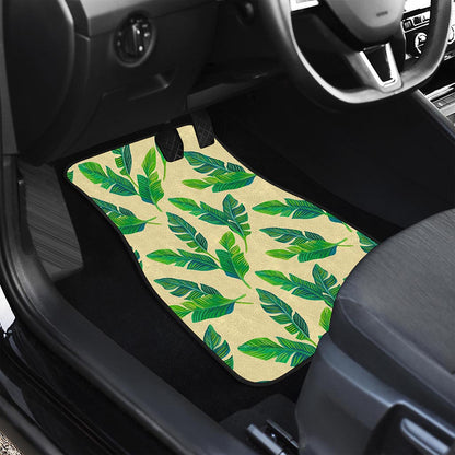 Tropical Banana Palm Leaf Pattern Print Front Car Floor Mats