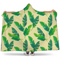 Tropical Banana Palm Leaf Pattern Print Hooded Blanket