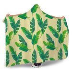 Tropical Banana Palm Leaf Pattern Print Hooded Blanket
