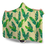 Tropical Banana Palm Leaf Pattern Print Hooded Blanket
