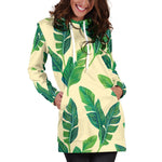Tropical Banana Palm Leaf Pattern Print Hoodie Dress GearFrost