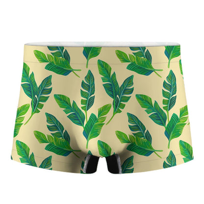 Tropical Banana Palm Leaf Pattern Print Men's Boxer Briefs