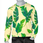 Tropical Banana Palm Leaf Pattern Print Men's Crewneck Sweatshirt GearFrost