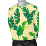 Tropical Banana Palm Leaf Pattern Print Men's Crewneck Sweatshirt GearFrost
