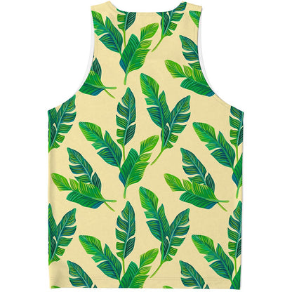 Tropical Banana Palm Leaf Pattern Print Men's Tank Top