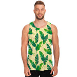 Tropical Banana Palm Leaf Pattern Print Men's Tank Top
