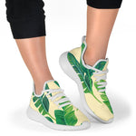 Tropical Banana Palm Leaf Pattern Print Mesh Knit Shoes GearFrost