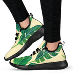 Tropical Banana Palm Leaf Pattern Print Mesh Knit Shoes GearFrost