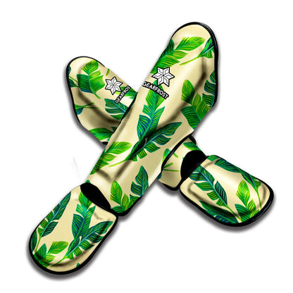 Tropical Banana Palm Leaf Pattern Print Muay Thai Shin Guard