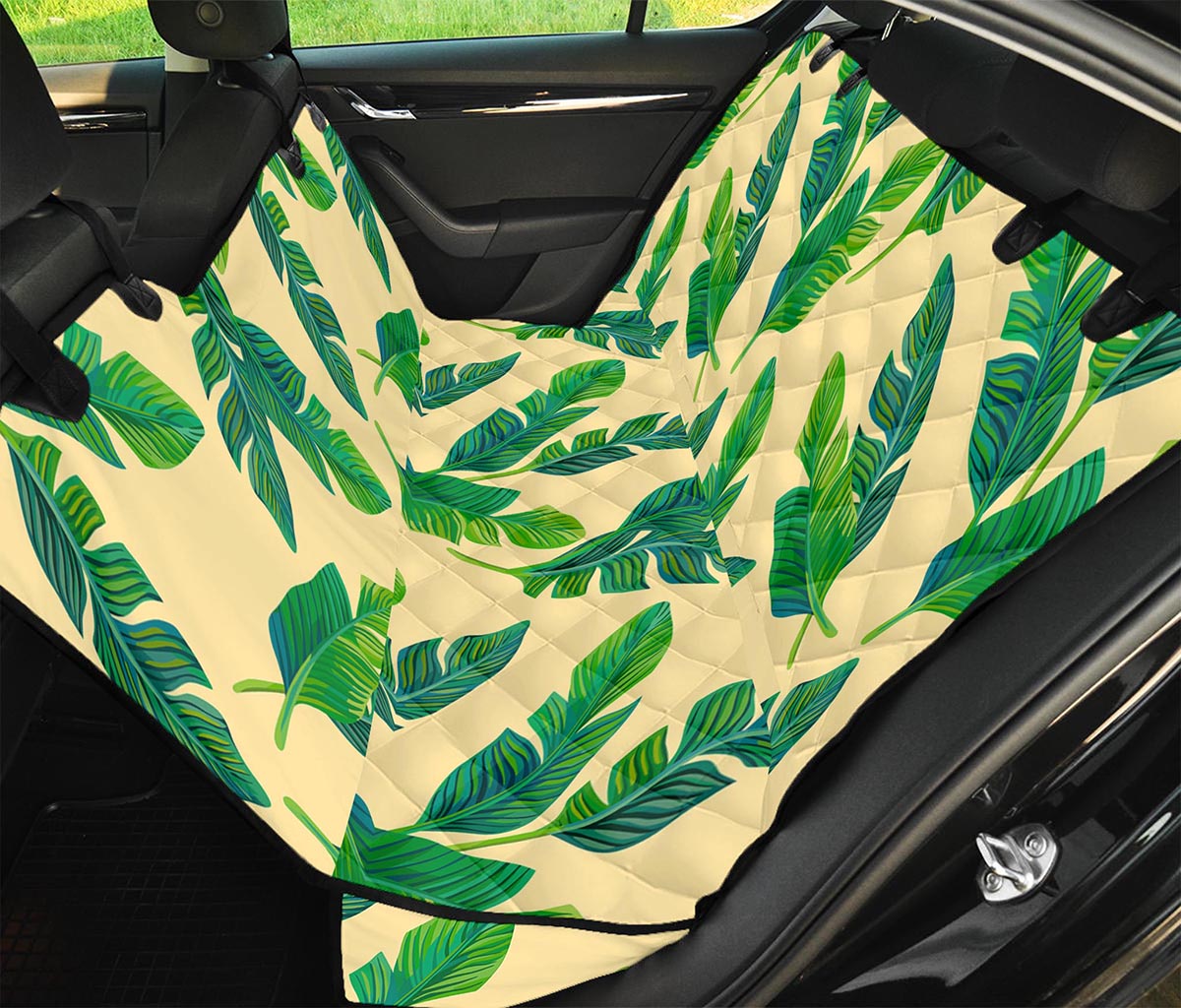 Tropical Banana Palm Leaf Pattern Print Pet Car Back Seat Cover