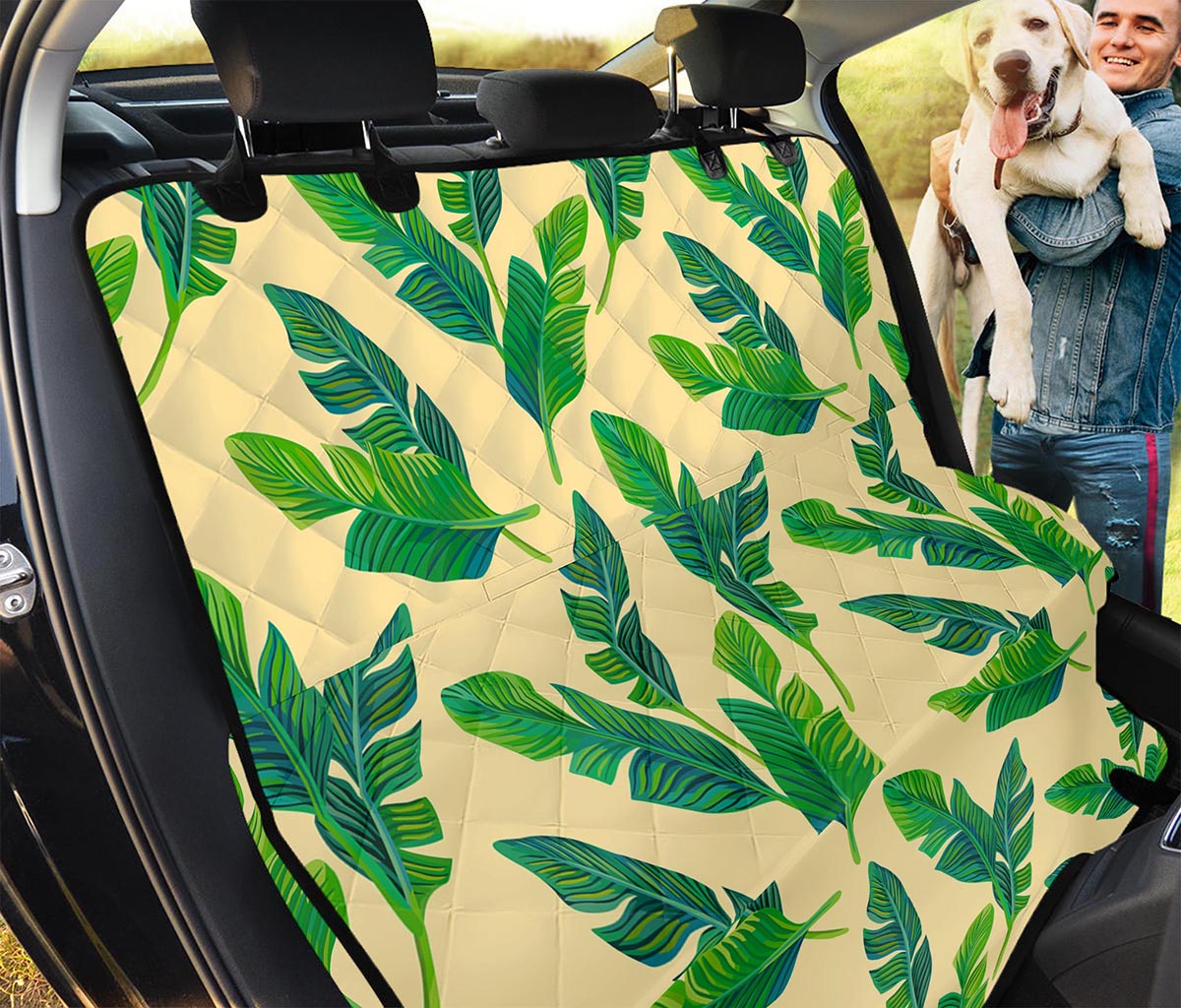 Tropical Banana Palm Leaf Pattern Print Pet Car Back Seat Cover