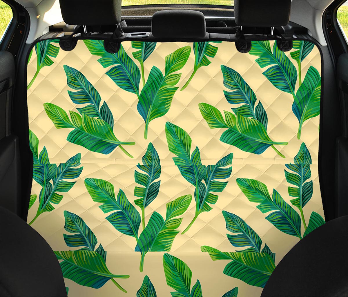 Tropical Banana Palm Leaf Pattern Print Pet Car Back Seat Cover