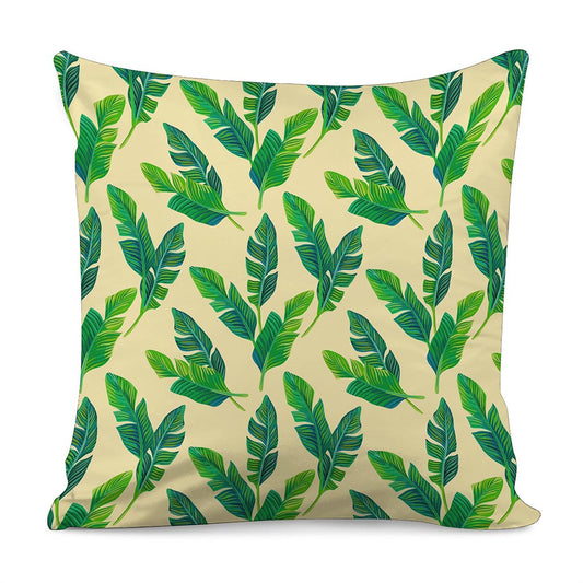 Tropical Banana Palm Leaf Pattern Print Pillow Cover