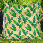 Tropical Banana Palm Leaf Pattern Print Quilt