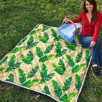 Tropical Banana Palm Leaf Pattern Print Quilt