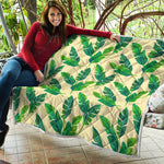 Tropical Banana Palm Leaf Pattern Print Quilt