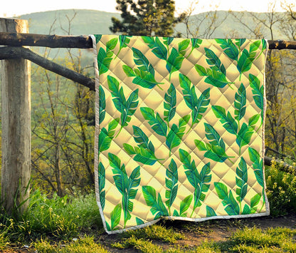 Tropical Banana Palm Leaf Pattern Print Quilt