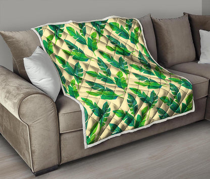 Tropical Banana Palm Leaf Pattern Print Quilt
