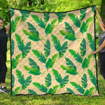 Tropical Banana Palm Leaf Pattern Print Quilt