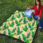 Tropical Banana Palm Leaf Pattern Print Quilt