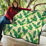 Tropical Banana Palm Leaf Pattern Print Quilt