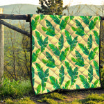 Tropical Banana Palm Leaf Pattern Print Quilt