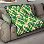 Tropical Banana Palm Leaf Pattern Print Quilt