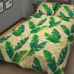 Tropical Banana Palm Leaf Pattern Print Quilt Bed Set