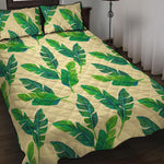 Tropical Banana Palm Leaf Pattern Print Quilt Bed Set