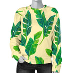 Tropical Banana Palm Leaf Pattern Print Women's Crewneck Sweatshirt GearFrost