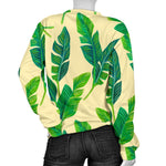 Tropical Banana Palm Leaf Pattern Print Women's Crewneck Sweatshirt GearFrost