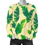 Tropical Banana Palm Leaf Pattern Print Women's Crewneck Sweatshirt GearFrost