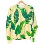 Tropical Banana Palm Leaf Pattern Print Women's Crewneck Sweatshirt GearFrost