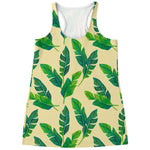 Tropical Banana Palm Leaf Pattern Print Women's Racerback Tank Top