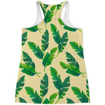 Tropical Banana Palm Leaf Pattern Print Women's Racerback Tank Top