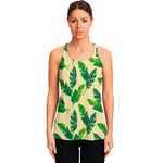 Tropical Banana Palm Leaf Pattern Print Women's Racerback Tank Top