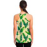 Tropical Banana Palm Leaf Pattern Print Women's Racerback Tank Top