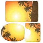 Tropical Beach Sunset Print 3 Piece Bath Mat Set
