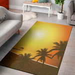Tropical Beach Sunset Print Area Rug