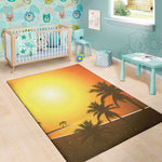 Tropical Beach Sunset Print Area Rug