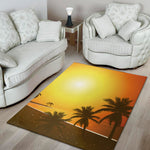 Tropical Beach Sunset Print Area Rug