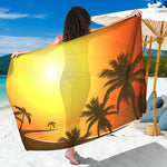 Tropical Beach Sunset Print Beach Sarong Wrap